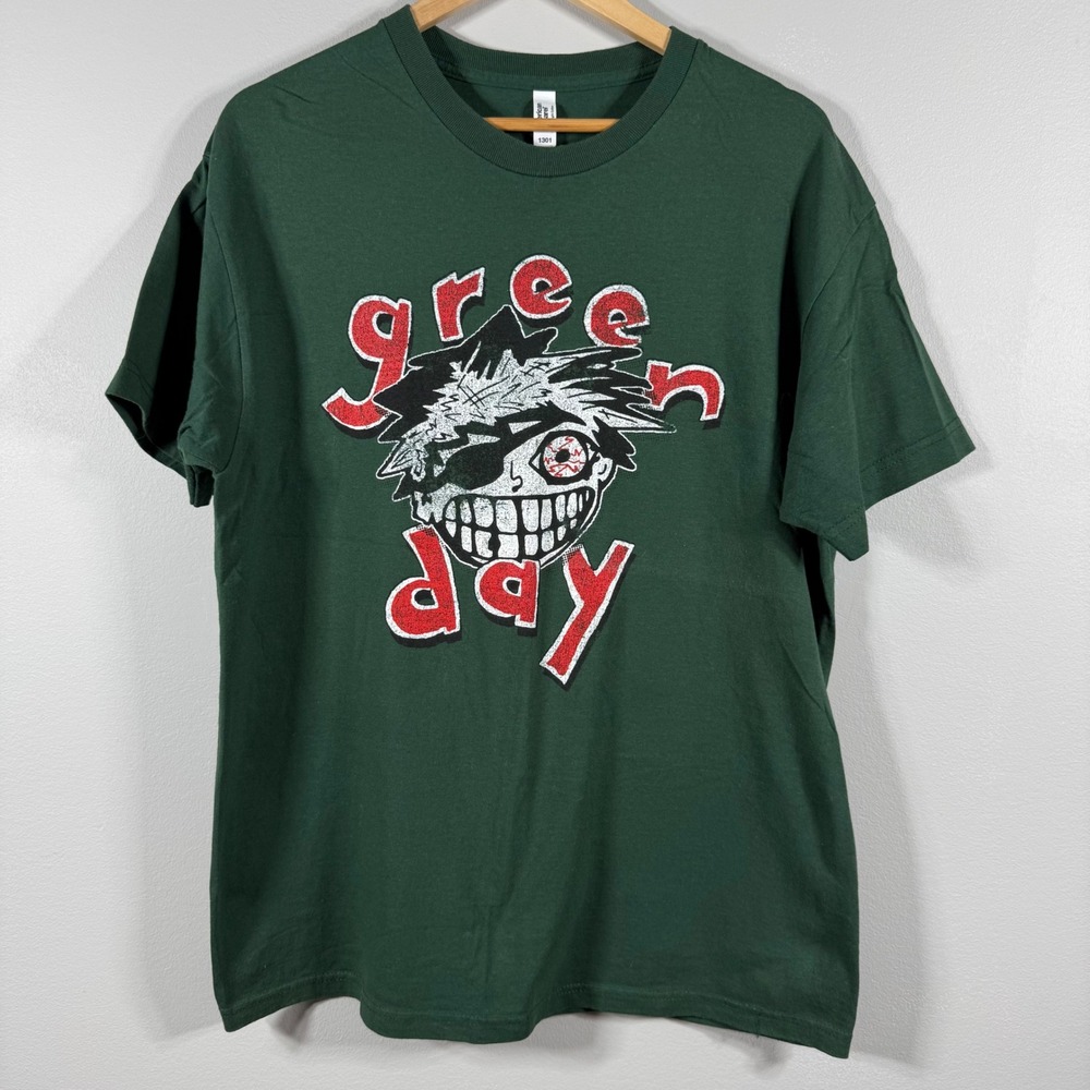 Green Day The Saviors Tour Graphic T-Shirt Green - Size L